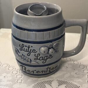Berentzen Lutje Lage Stoneware Collectible Beer Mug with Shot W. German Souvenir